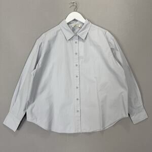 Julia Amory Carolyn Shirt Womens Large Light Gray 100% Cotton Poplin Loose Fit